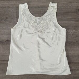 Vintage Cabernet Lace Trim Camisole Tank Top Ivory V Neck Sleeveless size Medium